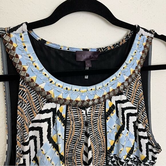 Hale Bob Multi Print, Beaded Halter Dress - Picture 4 of 9